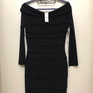 WHBM BLK LS OTS Instantly Slimming Dress Sz 6 NWT